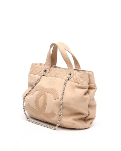 Pre-owned Chanel Cc Trianon Tote Bag In Sand
