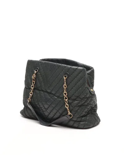 Pre-owned Chanel Chevron V-stitch Chain Tote Bag In Black