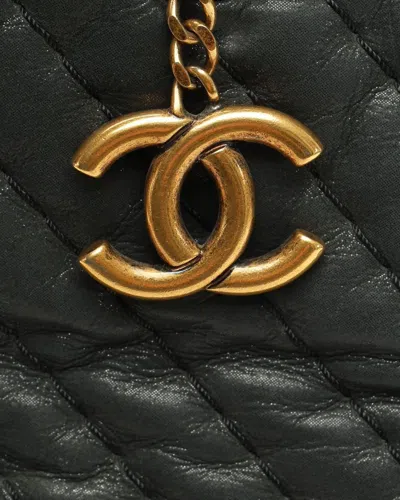 Pre-owned Chanel Chevron V-stitch Chain Tote Bag In Black