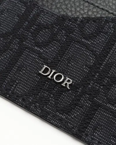 Dior Christian  Oblique Canvas And Leather Card Holder In Black
