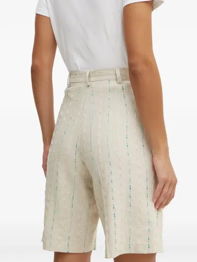 Fracomina Striped Pleated Shorts In Neutral