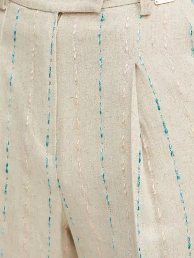 Fracomina Striped Pleated Shorts In Neutral