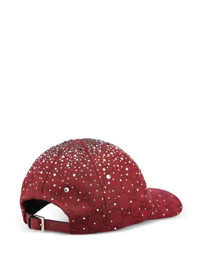 Gucci Gg Jacquard Embellished Cap In Red