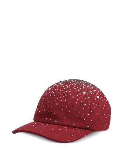 Gucci Gg Jacquard Embellished Cap In Red
