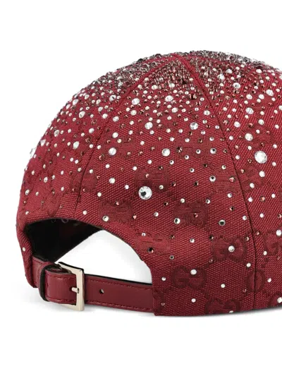 Gucci Gg Jacquard Embellished Cap In Red