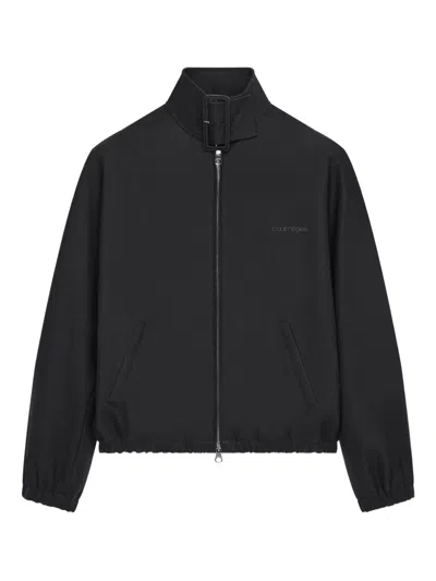 Courrèges Buckle-neck Zipped Bomber Jacket In Black