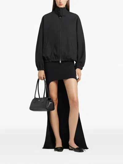 Courrèges Buckle-neck Zipped Bomber Jacket In Black