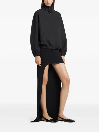 Courrèges Buckle-neck Zipped Bomber Jacket In Black