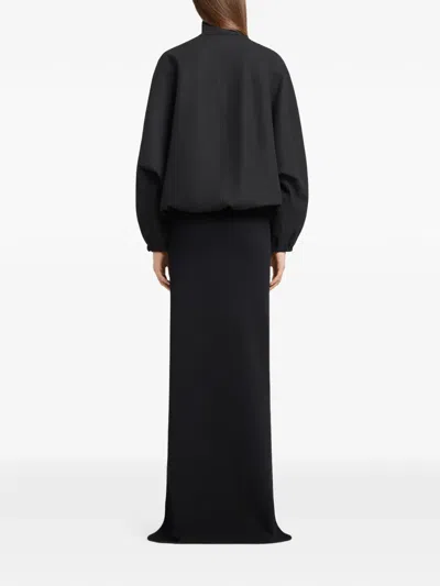 Courrèges Buckle-neck Zipped Bomber Jacket In Black