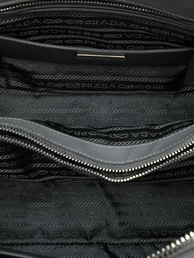 Pre-owned Prada 2010-2025 Medium Bicolor Saffiano Lux Promenade Satchel In Gray