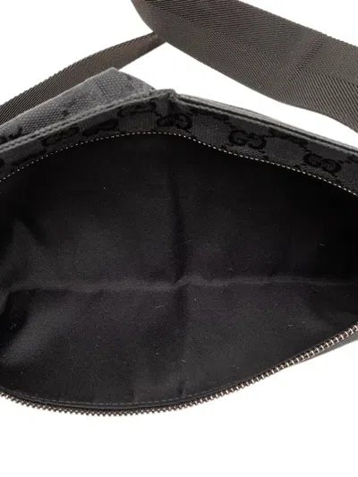 Pre-owned Gucci 2000-2015 Gg Canvas Double Pocket Belt Bag In Black