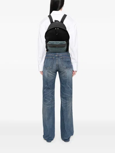 Pre-owned Saint Laurent 2015 Nylon And Denim Classic Hunting Backpack In Blue