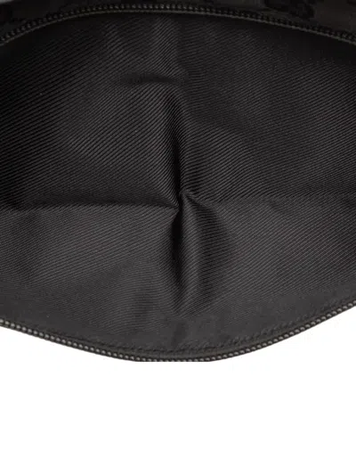 Pre-owned Gucci 2000-2015 Gg Canvas Double Pocket Belt Bag In Black
