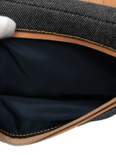 Pre-owned Dior 2001 Denim Saddle Trifold Continental Wallet Long Wallets In Blue