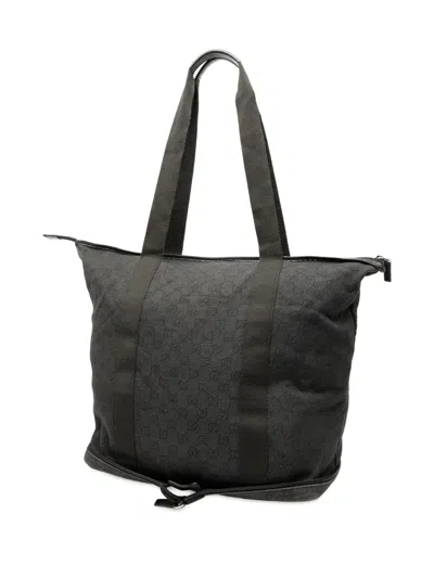 Pre-owned Gucci 2000-2015 Gg Denim Tote Bag In Gray