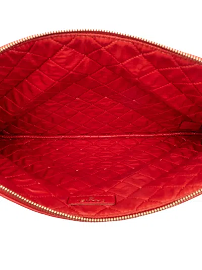 Pre-owned Chanel 2016-2017 Large Quilted Lambskin Casino Charms O Case Clutch Bag In Red