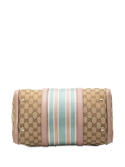 Pre-owned Gucci 2000-2015 Medium Gg Canvas Web Joy Boston Bag Satchel In Brown