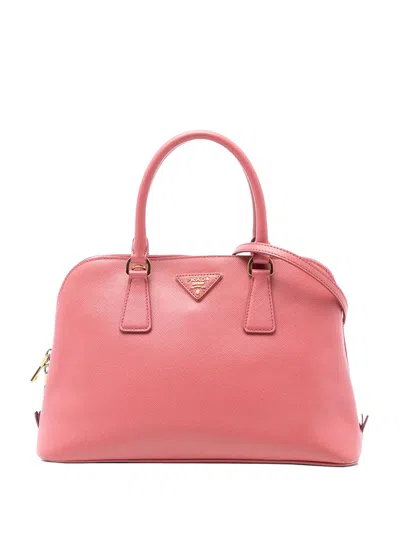 Pre-owned Prada 2013-2025 Medium Saffiano Lux Promenade Satchel In Pink
