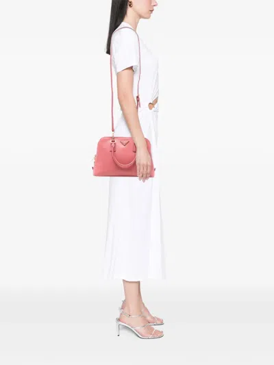Pre-owned Prada 2013-2025 Medium Saffiano Lux Promenade Satchel In Pink