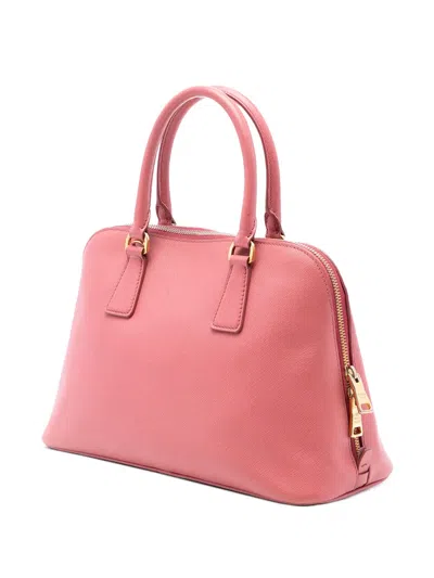 Pre-owned Prada 2013-2025 Medium Saffiano Lux Promenade Satchel In Pink