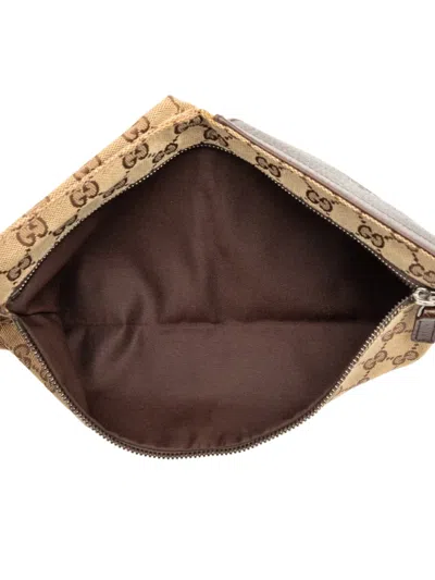 Pre-owned Gucci 2000-2015 Gg Canvas Double Pocket Belt Bag In Brown