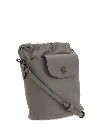 Longchamp Le Pliage Xtra Xs Drawstring Leather Cross Body Bag In Gray