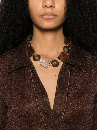 Oseree Long-sleeve Mini Dress In Brown