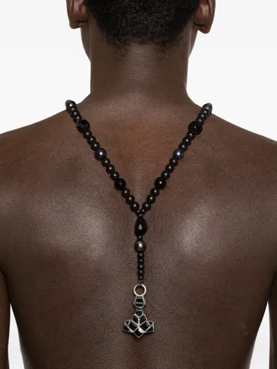 Kundo K- 167 Beaded Hammer Necklace In Black