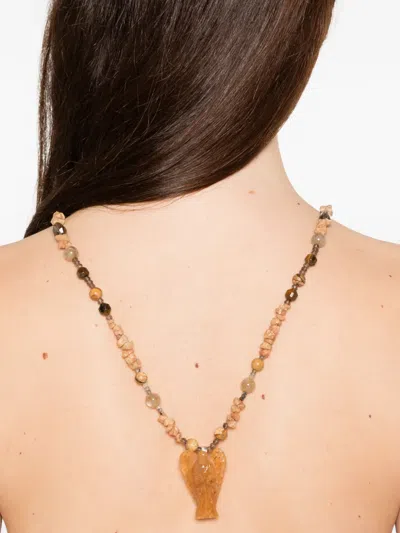 Kundo Carved Crystal Angel Necklace In Multi