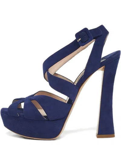 Pre-owned Miu Miu Suede Platform Sandals In Blue