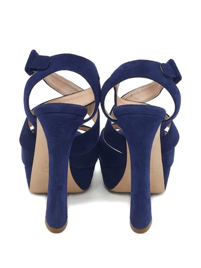 Pre-owned Miu Miu Suede Platform Sandals In Blue