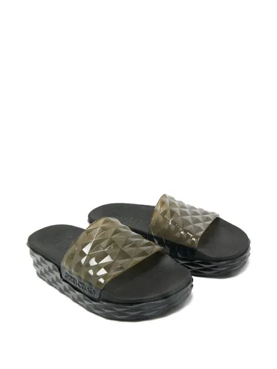 Pre-owned Jimmy Choo Diamond-pattern Slides In Gray