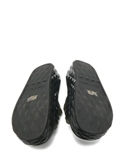 Pre-owned Jimmy Choo Diamond-pattern Slides In Gray