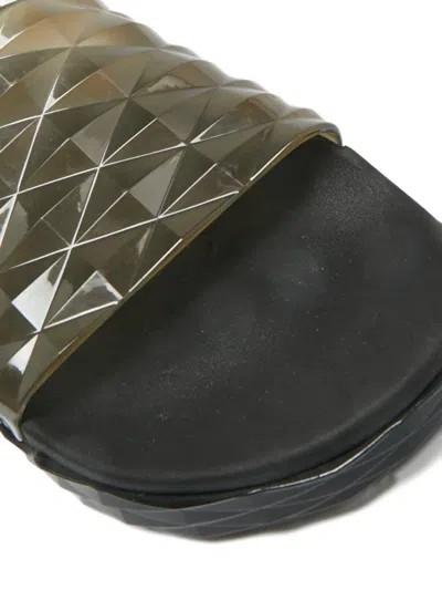 Pre-owned Jimmy Choo Diamond-pattern Slides In Gray