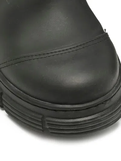 Pre-owned Ganni Pull-tab Ankle Boots In Black