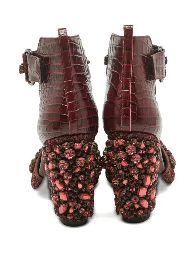 Pre-owned Nicholas Kirkwood Croc-embossed Crystal Pumps In Red