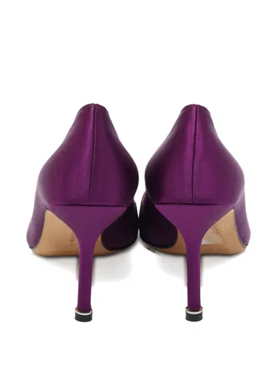 Pre-owned Manolo Blahnik Hangisi Satin Pumps In Purple
