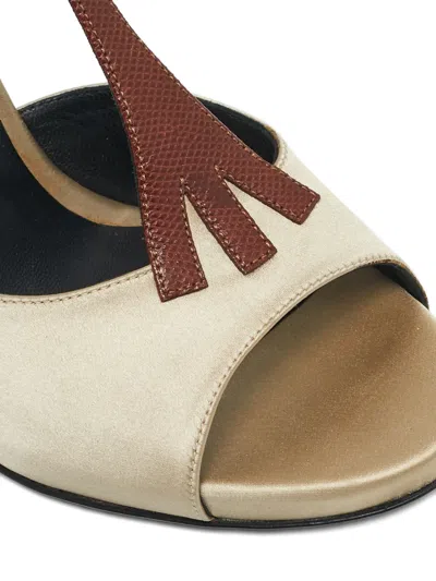 Pre-owned Bottega Veneta Embossed-leather Wedge Sandals In Neutral