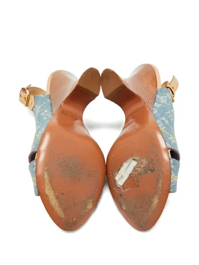 Pre-owned Louis Vuitton Denim Slingback Sandals In Blue