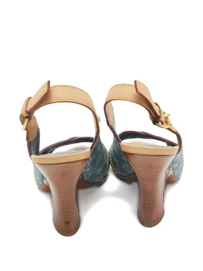 Pre-owned Louis Vuitton Denim Slingback Sandals In Blue