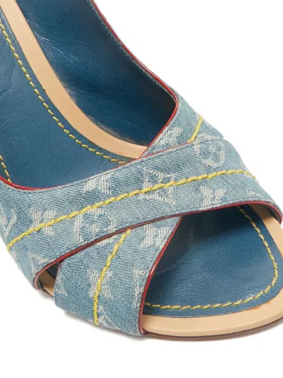 Pre-owned Louis Vuitton Denim Slingback Sandals In Blue