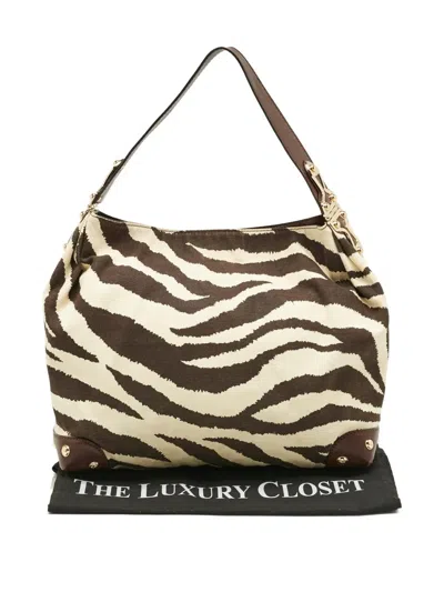 Pre-owned Michael Michael Kors Zebra-pattern Leather Bag In Neutral