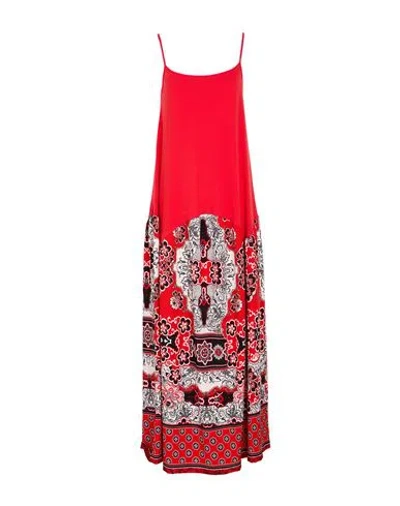 Lanacaprina Woman Maxi Dress Red Size M Cotton, Elastane, Polyester In Multi