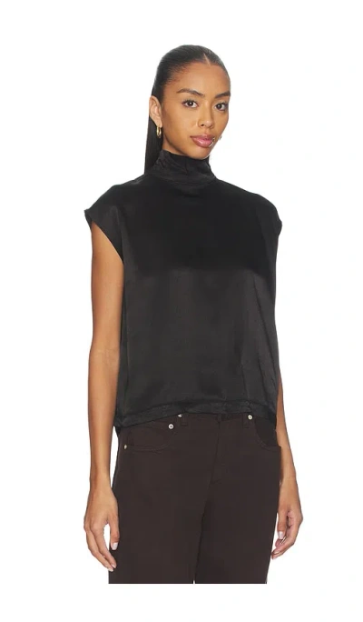 Bobi Mock Neck Muscle Tee In Black