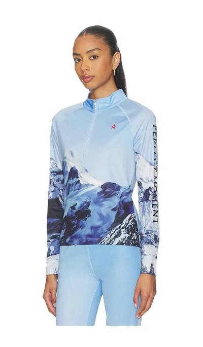 Perfect Moment 1/4 Zip Base Layer Top In Blue
