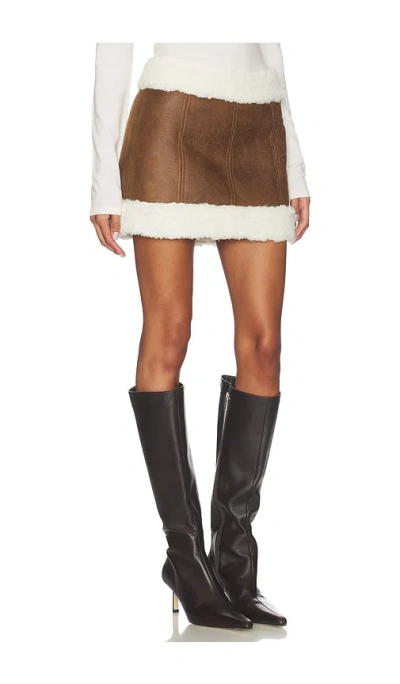 Lovers & Friends Luanne Mini Skirt In Brown