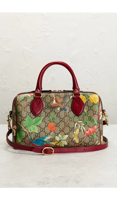 Fwrd Renew Gucci Gg Supreme Tian Boston Bag In Sand