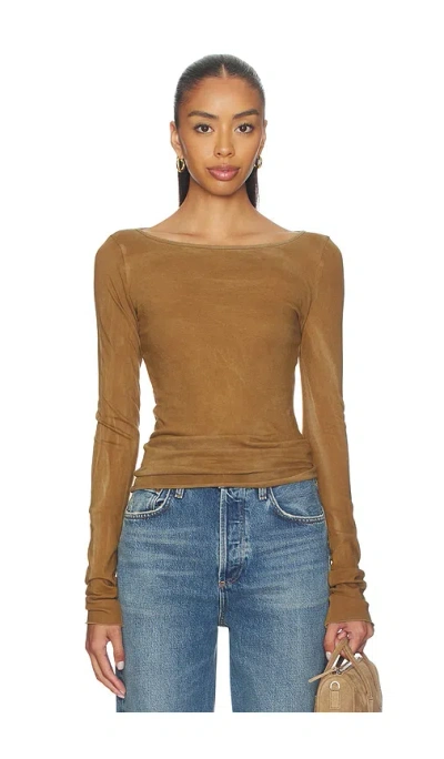 Cotton Citizen Marbella Boatneck Shirt In Brown