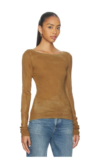 Cotton Citizen Marbella Boatneck Shirt In Brown