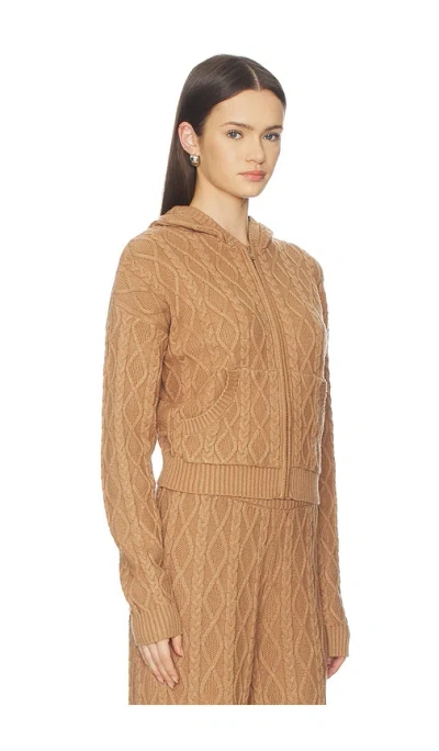 Skims Sweater Knit Shrunken Zip Up Hoodie In Brown